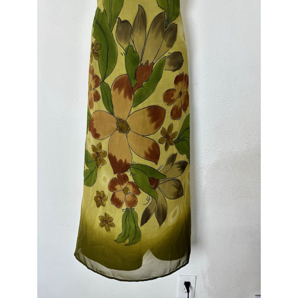 Vintage Adrianna Papell Art To Wear Floral Maxi Dress Medium Green Sheer India - Picture 7 of 10